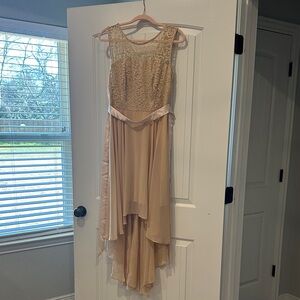 Source Unknown Beige High Low Lace Dress